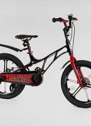 Двоколісний магнієвий велосипед corso elit el на 18 дюймів 70795, чорно-червоний