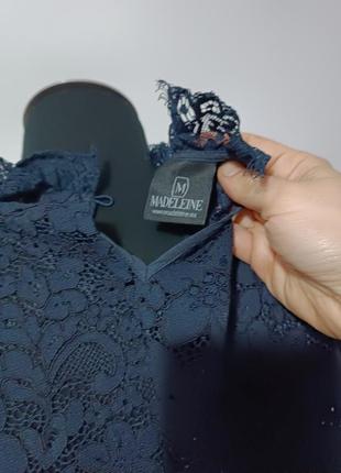 Кружевная блуза с акцентами на рукавах и воротником стойкой madeleine, l/xl7 фото