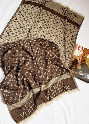 Палантин, шаль, платок, шарф, коричневый, louis vuitton