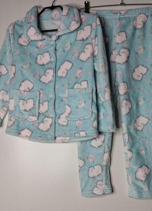 Плюшевая пижама для девочки у котики, рост 140 см, shein1 фото