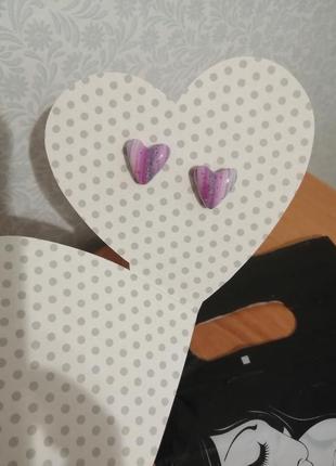 Сережки "серця" з полімерної глини1 фото