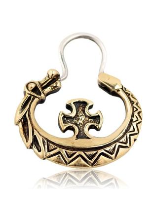 Сережка чоловіча змій з хрестом - козацька сережка
