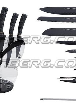 Набір кухонних ножів з підставкою 9 предметів edenberg eb-11062 набір ножів з нержавіючої сталі на підставці3 фото