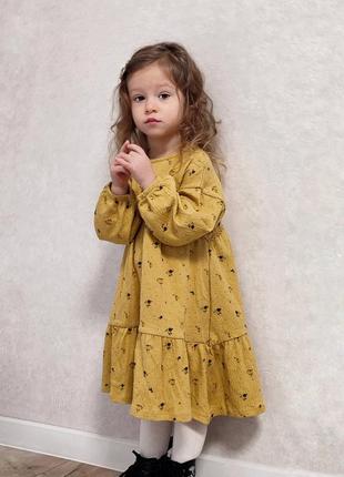 Красивое платье детское zara 92, 98 см весеннее горчичное