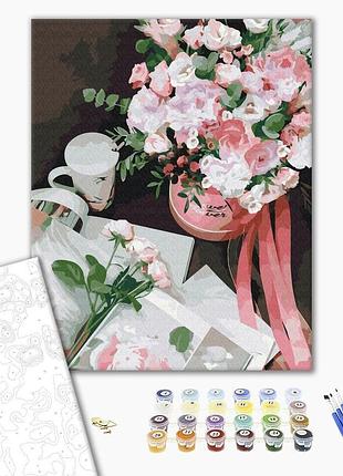 Картина по номерам 40х50 на деревянном подрамнике "корзина цветов" bs52852