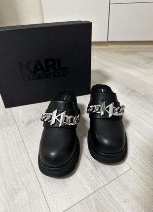 Шикарные кожаные мюли шлепанцы туфли на меху karl lagerfeld8 фото