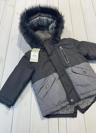 Куртка утепленная с капюшоном для мальчика primark 80