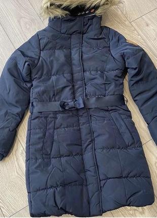 Куртка утепленная удлиненная с капюшоном для девочки cool club 140