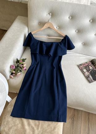 Розкішне темно синє плаття з воланами guess4 фото