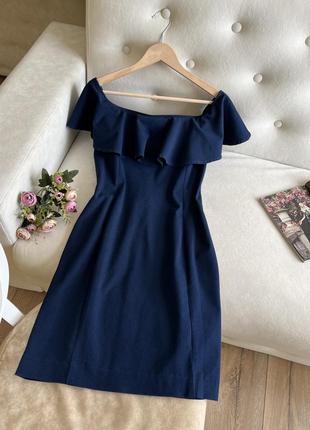 Розкішне темно синє плаття з воланами guess3 фото