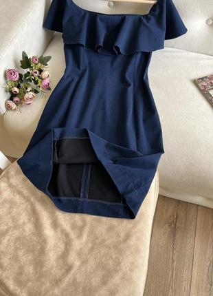 Розкішне темно синє плаття з воланами guess5 фото