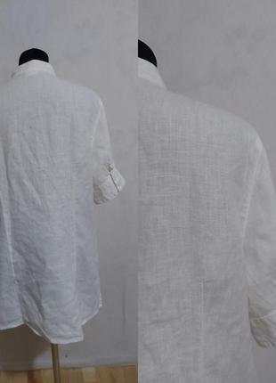 Удлиненная льняная белая блуза adagio7 фото