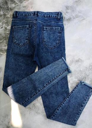 Синие джинсы скинни с обрезанным краем2 фото