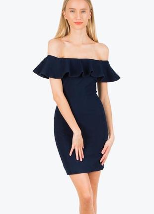 Темно синє плаття з воланами guess.
