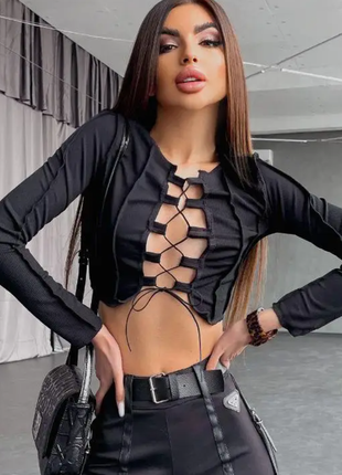 Топ женский в рубчик, шнуровка 4 цвета 40-48 sin1039-048tве