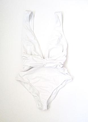 Шикарный белый слитный купальник 👙 с открытой спиной и декольте asos. размер xs-s4 фото
