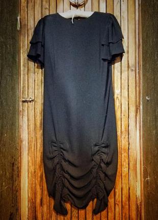 Винтажное 80-е ретро миди платье с рюшами оборками frank usher винтаж англия
