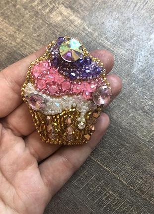 Брошь кексик , брошь кекс, брошь капкейк