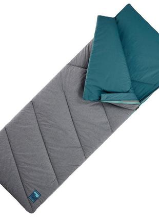 Спальный мешок для кемпинга quechua arpenaz 10 (190 x 72 см) из органического  хлопка синий