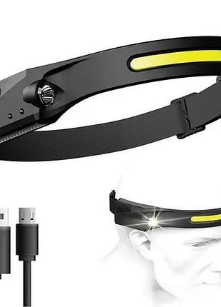 Фонарь налобный аккумуляторный bailong bl-g28 xpe+cob usb  / светодиодный фонарь налобный / фонарь на голову