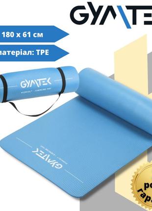 Килимок (мат) для йоги та фітнесу gymtek nbr 1 см голубий1 фото