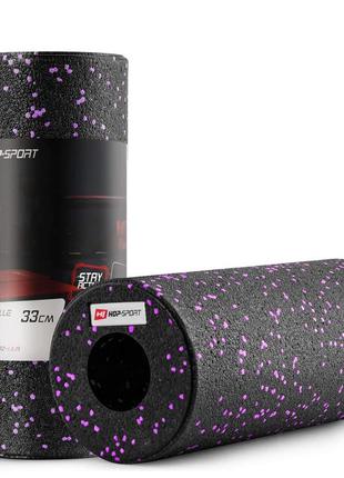 Ролер масажер (валик, ролик) гладкий hop-sport epp 33 см hs-p033yg чорно-фіолетовий, пустотілий2 фото