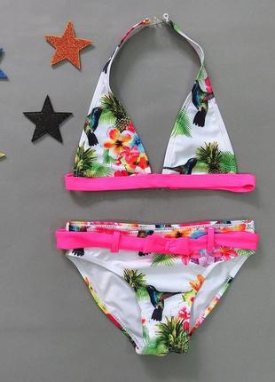 Купальник "тропики" для девочки. 128, 140, 152, 164 см