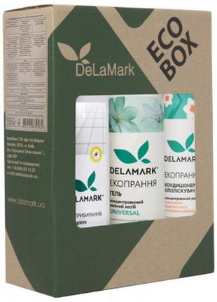 Набор бытовой химии delamark гель для стирки + кондиционер + средство для митья полов (4820152332462)