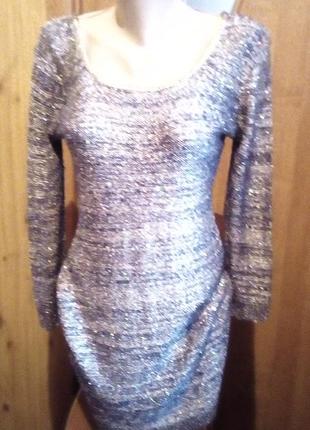 Платье вязаное короткое с блестками пайетками1 фото