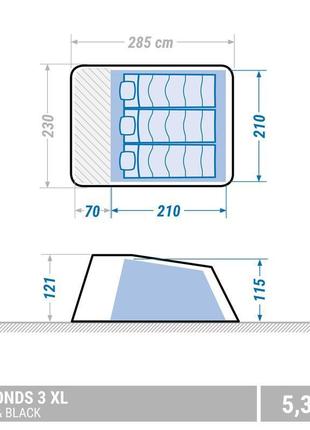 Швидкозбірний (2сек) туристичний намет quechua (тримісна) arpenaz fresh&black водонепроникна2 фото