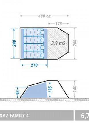 Туристична намет з тамбуром quechua (чотиримісна) arpenaz водонепроникна2 фото