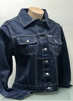 Куртка джинсовая темно синяя подростковая3 фото