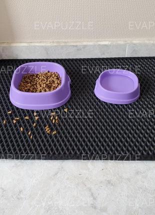 Килимок під миску для кішок і собак 60*40 см чорний2 фото