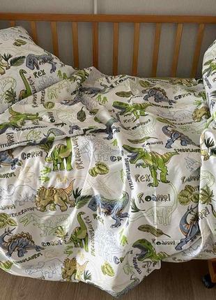 Комплект постільної білизни для немовлят у дитяче ліжечко 110*140 см ведмедик оливковий цвіт бязь9 фото