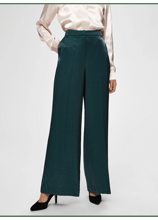 Широкие брюки изоумрудного цвета3 фото