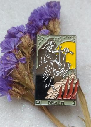 Брошка пін у формі карти таро the death смерть | магія готика містика езотерика панк рок косплей