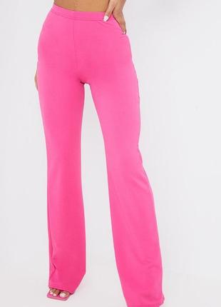 Розовые широкие штаны брюки с высокой талией plt