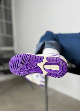 Женские демисезонные кроссовки new balance 550.цвет фиолетовый с серым и белым.7 фото
