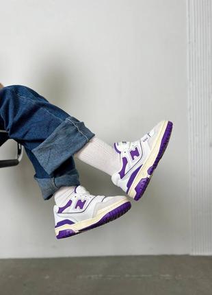 Женские демисезонные кроссовки new balance 550.цвет фиолетовый с серым и белым.9 фото