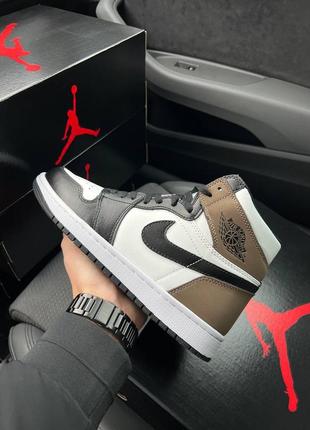 Nike jordan 1 high black mocha, кроссовки мужские найк джордан, мужское кроссовки джордан найк высокие4 фото