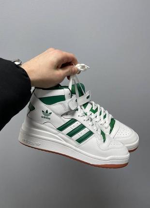 Кроссовки мужские adidas forum 84 hi «white green»