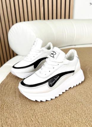 Кроссовки ав, белый, натуральная кожа