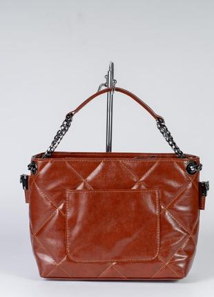 Женская сумка рыжая сумка стеганая сумка на цепочке сумка через плечо3 фото