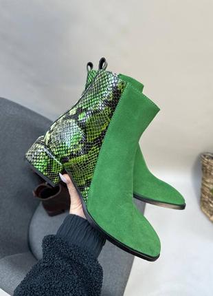 Класичні черевики зелені замша + шкіра багато кольорів