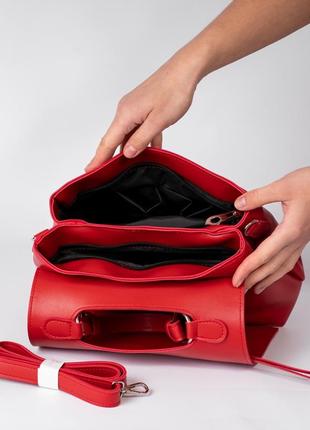 Жіноча сумка червона сумка трапеція сумка середнього розміру4 фото