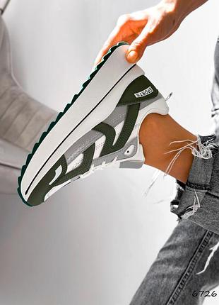 Кросівки жіночі хакі+сірий +білий 36-41 розмір