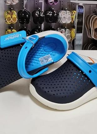 Crocs literide kids navy/white сині дитячі крокси 27-34 на хлопчика1 фото