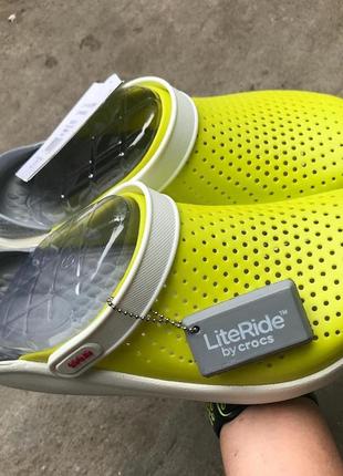 Шлёпанцы тапочки крокс чёрные сабо crocs literide clog lemon оригинал4 фото