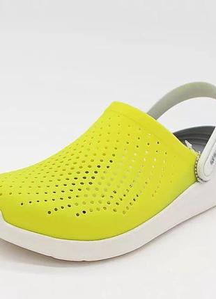 Шлёпанцы тапочки крокс чёрные сабо crocs literide clog lemon оригинал5 фото