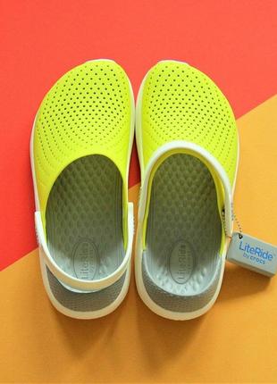 Шлёпанцы тапочки крокс чёрные сабо crocs literide clog lemon оригинал8 фото